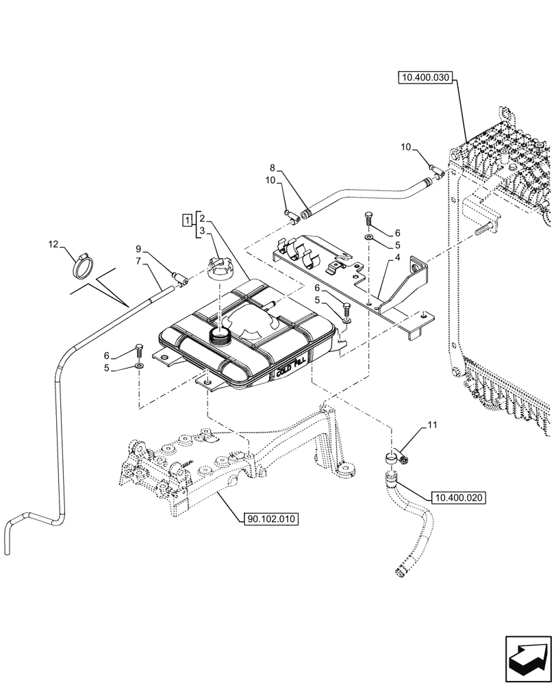 Схема запчастей Case IH FARMALL 80CL - (10.400.010) - VAR - 759324, 759325 - EXPANSION TANK (10) - ENGINE