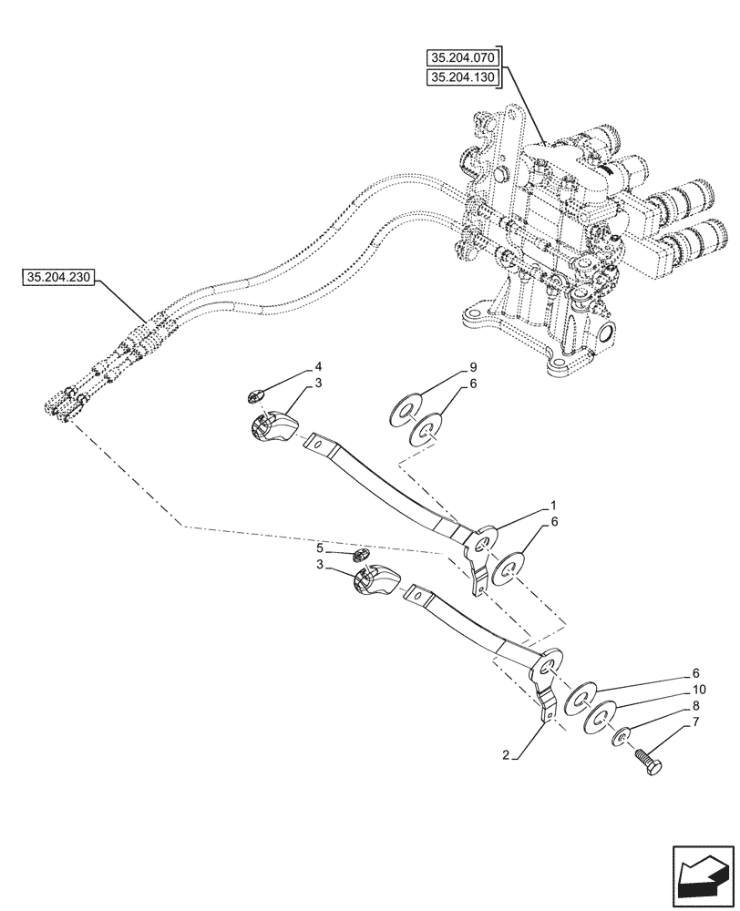 Схема запчастей Case IH FARMALL 110CL - (35.204.030) - VAR - 759022 - 2 REMOTE CONTROL VALVES, W/O DIVERTER, W/O CAB (35) - HYDRAULIC SYSTEMS