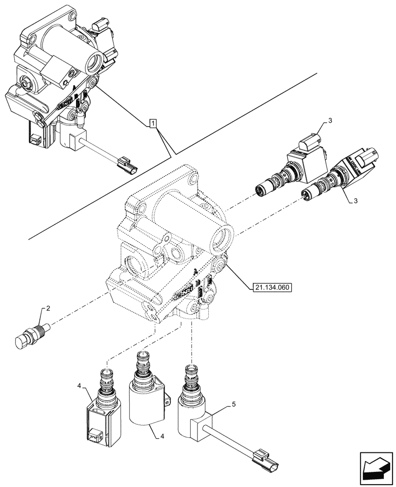 Схема запчастей Case IH FARMALL 80CL - (55.024.130) - VAR - 743968 - POWERSHUTTLE, TRANSMISSION CONTROL VALVE, SOLENOID, HI-LO (55) - ELECTRICAL SYSTEMS