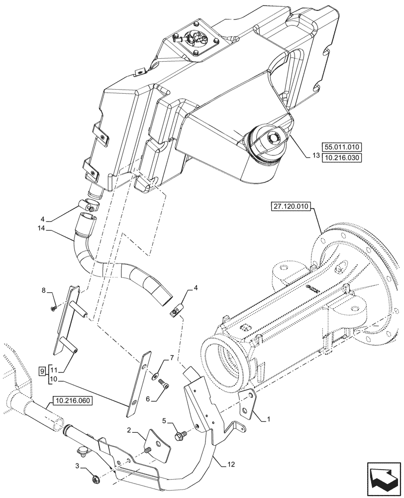 Схема запчастей Case IH FARMALL 100CL - (10.216.010) - VAR - 759004 - FUEL TANK (10) - ENGINE