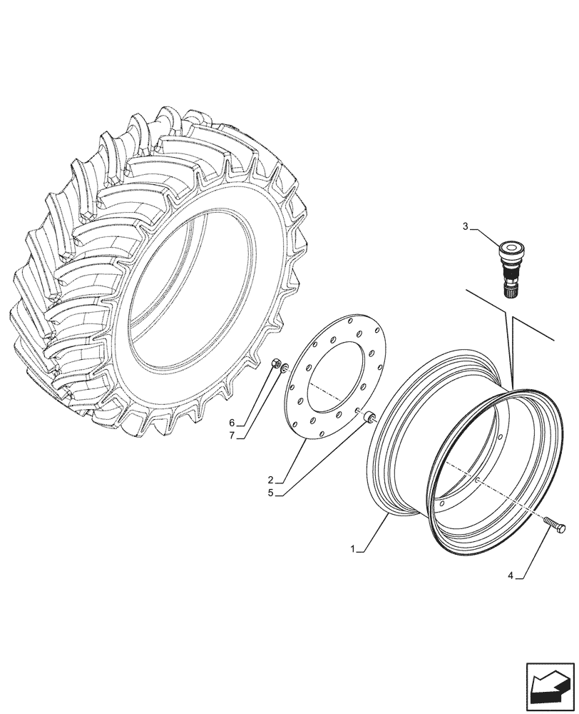 Схема запчастей Case IH FARMALL 80CL - (44.511.010) - VAR - 8809401 - FRONT, WHEEL (W9X18) (44) - WHEELS