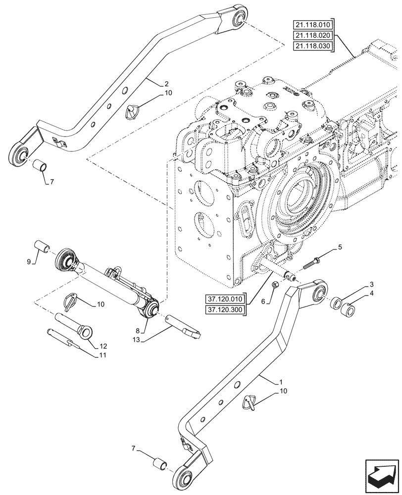 Схема запчастей Case IH FARMALL 110CL - (37.120.120) - VAR - 758893 - REAR, 3 POINT HITCH, TOP LINK, LOWER LINK, W/ FIXED ENDS (37) - HITCHES, DRAWBARS & IMPLEMENT COUPLINGS