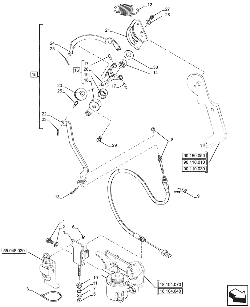 Схема запчастей Case IH FARMALL 80CL - (18.100.010) - VAR - 330808, 330817, 333804, 758929 - PTO, CLUTCH, CONTROL LEVER (18) - CLUTCH