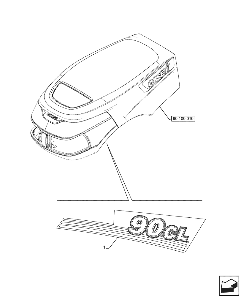 Схема запчастей Case IH FARMALL 90CL - (90.108.730) - MODEL IDENTIFICATION DECAL, 90CL (90) - PLATFORM, CAB, BODYWORK AND DECALS