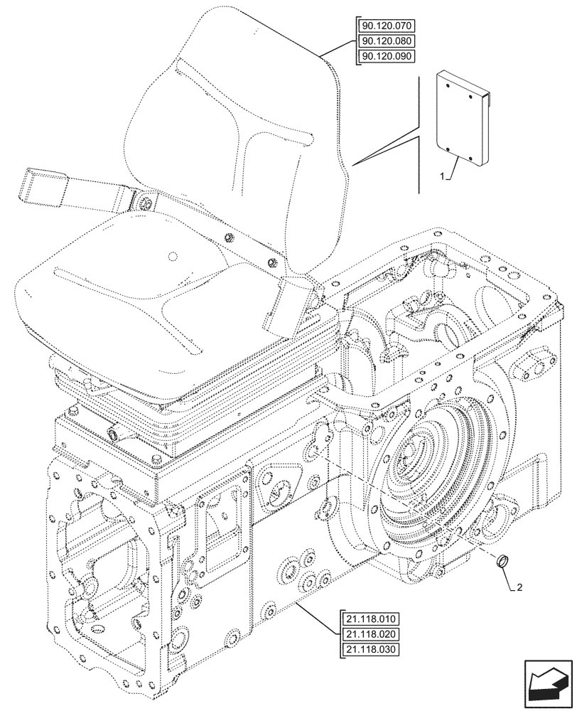 Схема запчастей Case IH FARMALL 110CL - (90.120.060) - SEAT ACCESSORY (90) - PLATFORM, CAB, BODYWORK AND DECALS