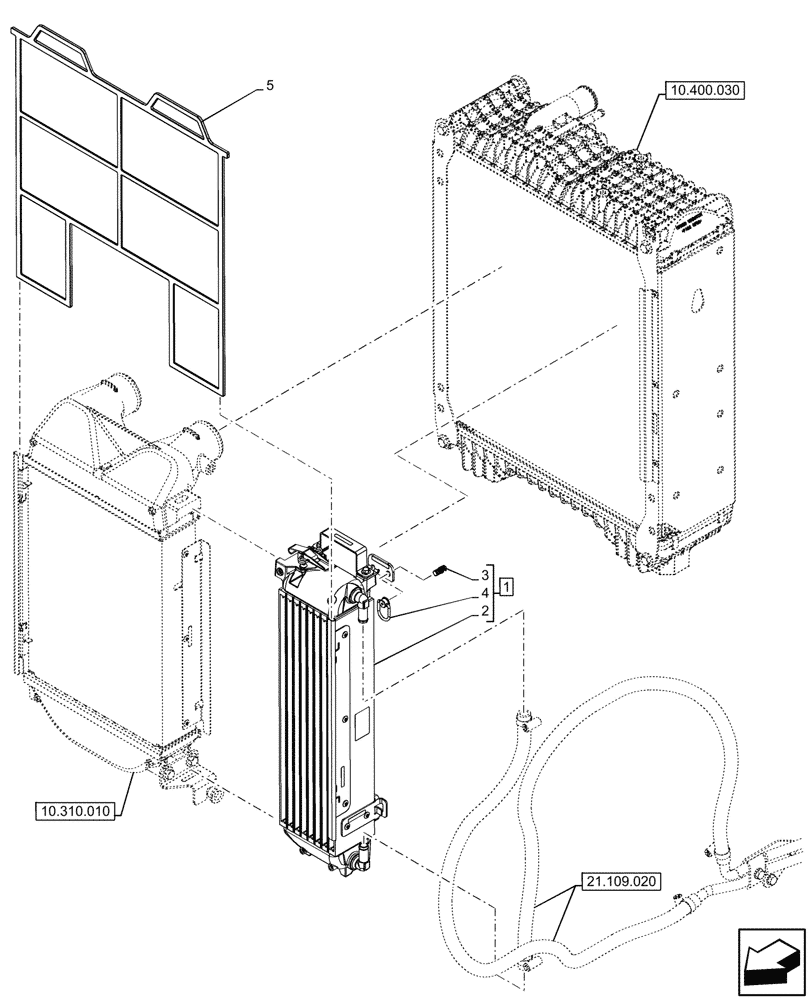 Схема запчастей Case IH FARMALL 110CL - (21.109.010) - VAR - 759324, 759325 - HEAT EXCHANGER, TRANSMISSION OIL (21) - TRANSMISSION
