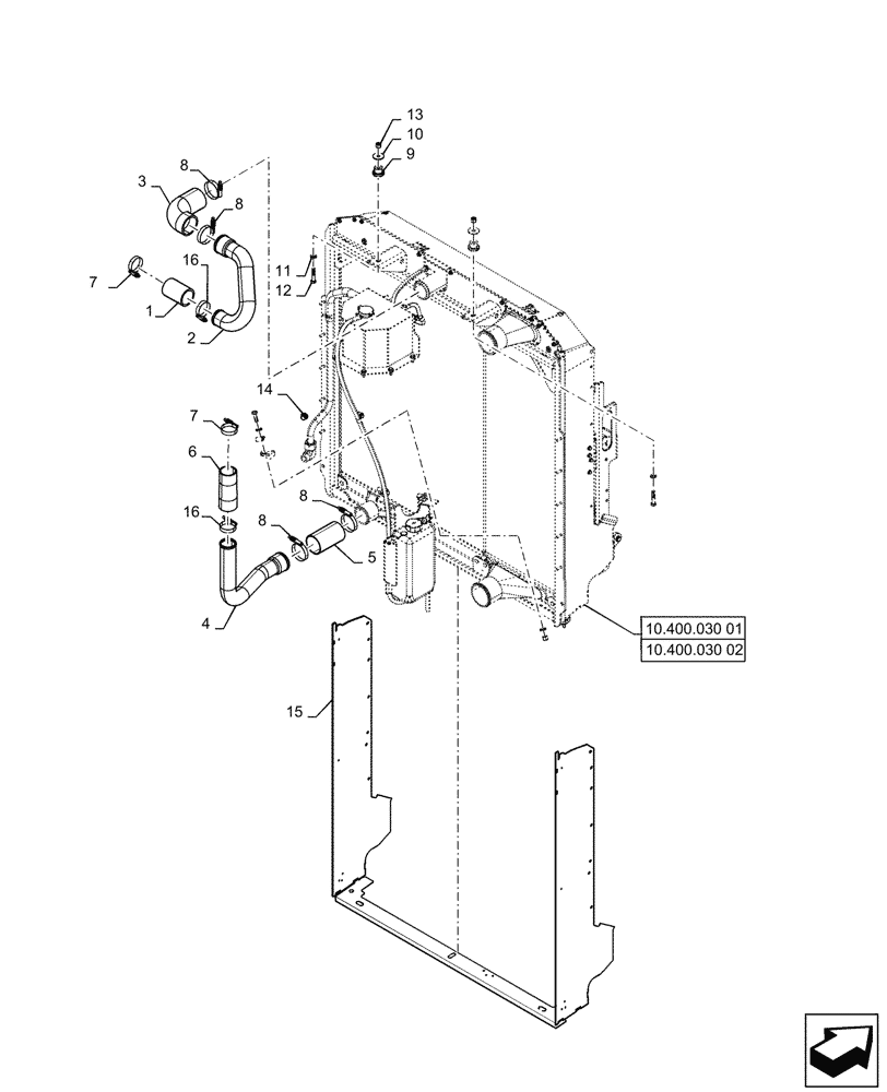 Схема запчастей Case IH QUADTRAC 470 - (10.400.031[02]) - RADIATOR & HOSE (ASN ZGF309207) (10) - ENGINE