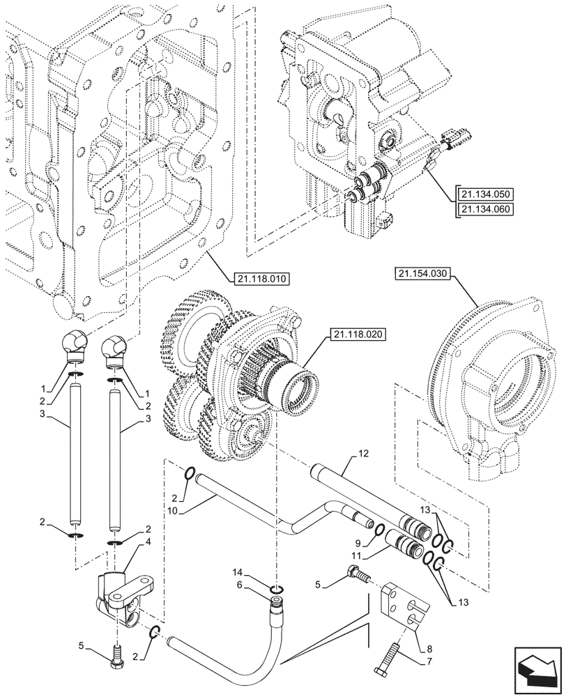 Схема запчастей Case IH FARMALL 80CL - (21.134.080) - VAR - 743968 - POWERSHUTTLE, TRANSMISSION CONTROL VALVE, COMPONENTS, PIPE, HI-LO (21) - TRANSMISSION