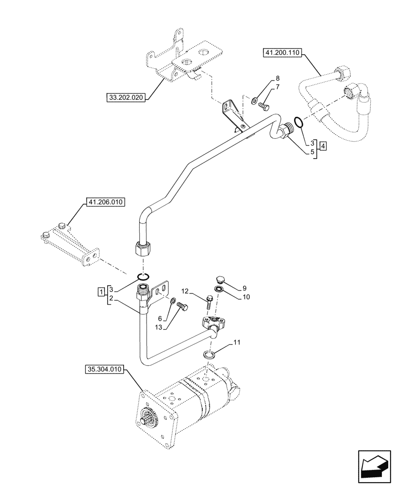 Схема запчастей Case IH FARMALL 80CL - (41.206.030) - VAR - 759003 - POWER STEERING PUMP, LINES, CAB (41) - STEERING