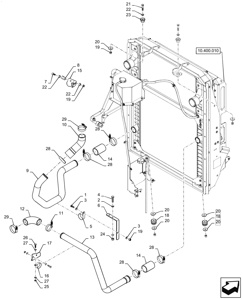 Схема запчастей Case IH QUADTRAC 370 - (10.400.011[02]) - RADIATOR & HOSE (ASN ZGF309207) (10) - ENGINE