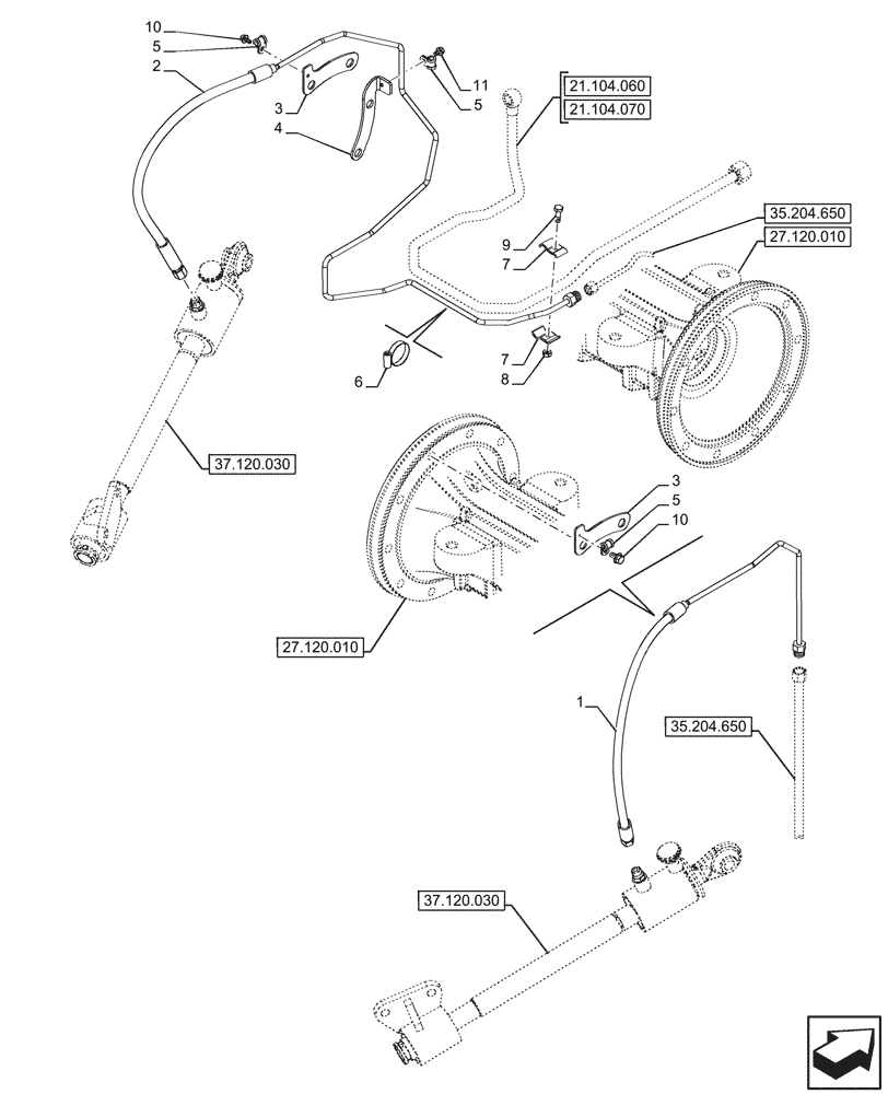 Схема запчастей Case IH FARMALL 100CL - (35.124.030) - VAR - 743535 - 3 POINT HITCH, HYDRAULIC, STABILIZER, PIPE (35) - HYDRAULIC SYSTEMS