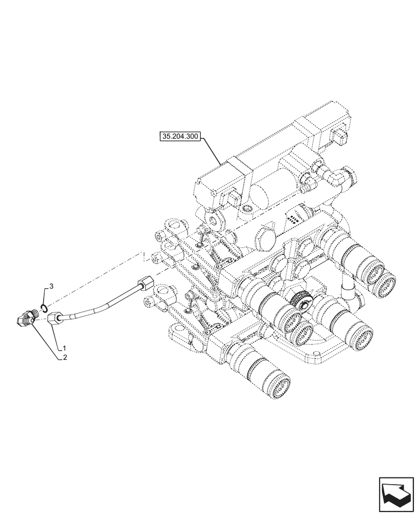 Схема запчастей Case IH FARMALL 80CL - (35.204.690) - VAR - 743915, 743970 - REMOTE CONTROL VALVE, LINE, W/O MID MOUNT VALVES (35) - HYDRAULIC SYSTEMS