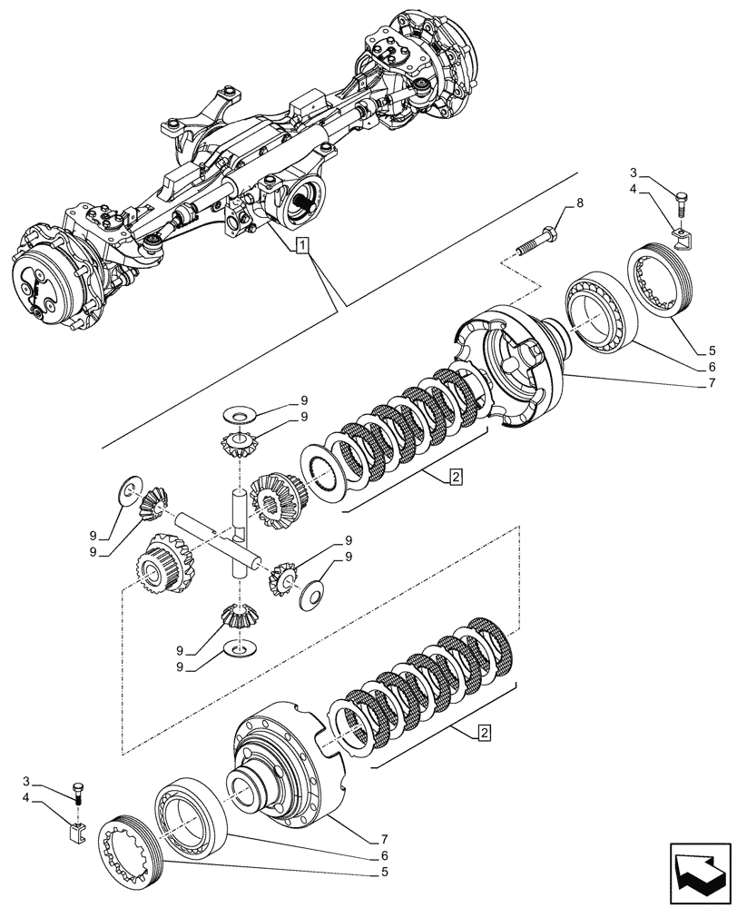 Схема запчастей Case IH FARMALL 90CL - (25.102.010) - VAR - 332328 - 4WD FRONT AXLE, W/ LIMITED SLIP DIFFERENTIAL (RATIO 14.5), DIFFERENTIAL (25) - FRONT AXLE SYSTEM