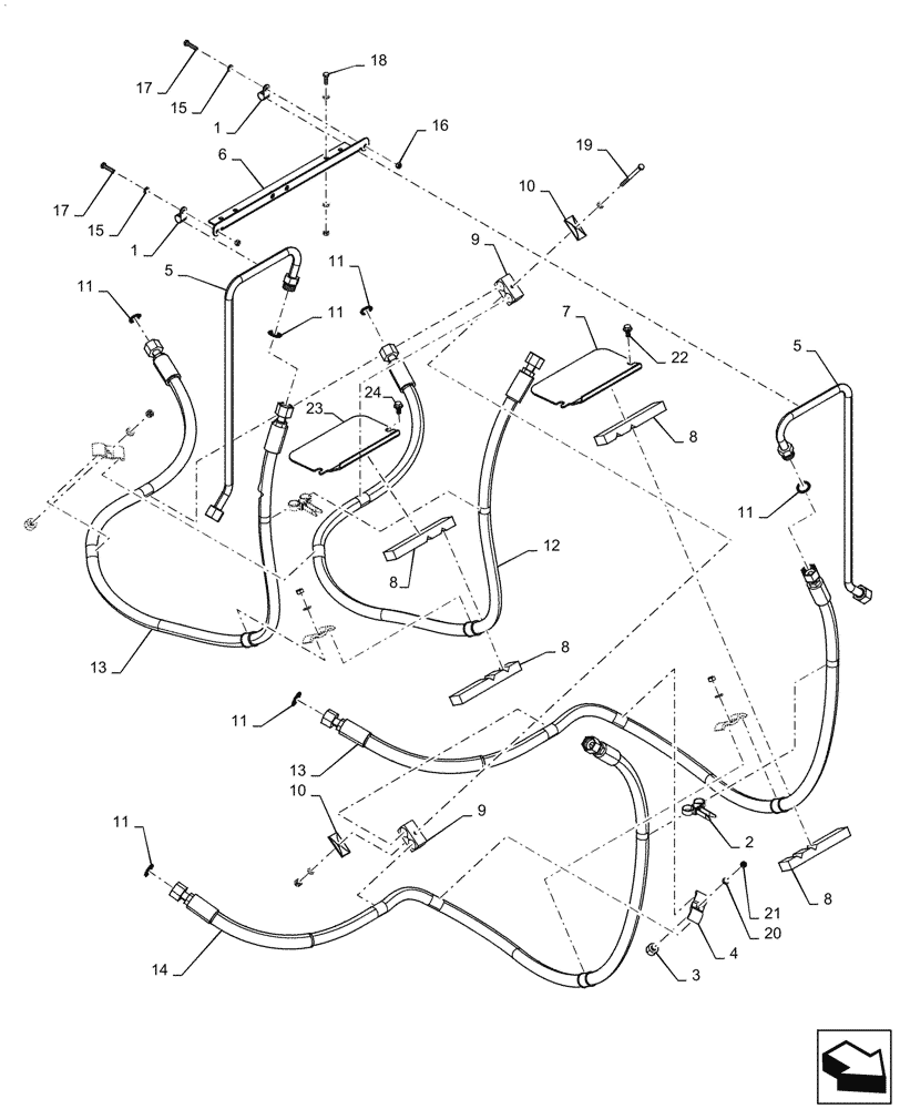 Схема запчастей Case IH QUADTRAC 470 - (35.300.040[02]) - OIL COOLER LINES (ASN ZGF303632) (35) - HYDRAULIC SYSTEMS