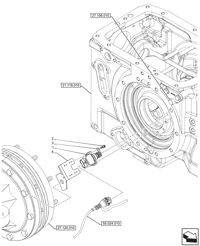 Схема запчастей Case IH FARMALL 100CL - (55.031.020) - PARKING LOCK, SWITCH (55) - ELECTRICAL SYSTEMS