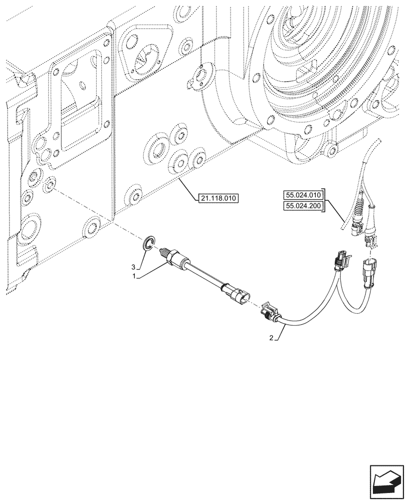 Схема запчастей Case IH FARMALL 90CL - (55.020.010) - VAR - 330111, 743548 - TRANSMISSION, SPLITTER, SENSOR (55) - ELECTRICAL SYSTEMS