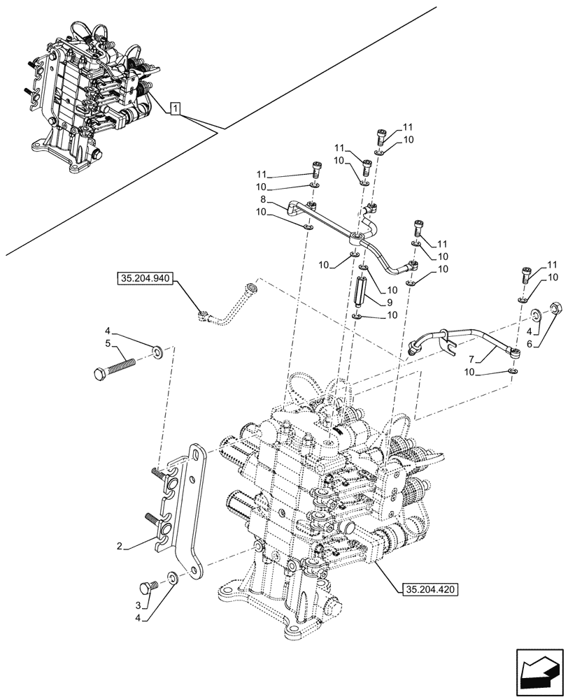 Схема запчастей Case IH FARMALL 90CL - (35.204.430) - VAR - 759024 - 3 REMOTE CONTROL VALVES, W/ DIVERTER, COMPONENTS (MDC) (35) - HYDRAULIC SYSTEMS