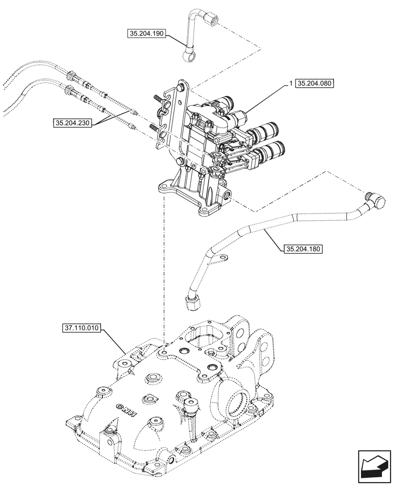 Схема запчастей Case IH FARMALL 80CL - (35.204.070) - VAR - 759022 - 2 REMOTE CONTROL VALVES, MOUNTING (MDC) (35) - HYDRAULIC SYSTEMS