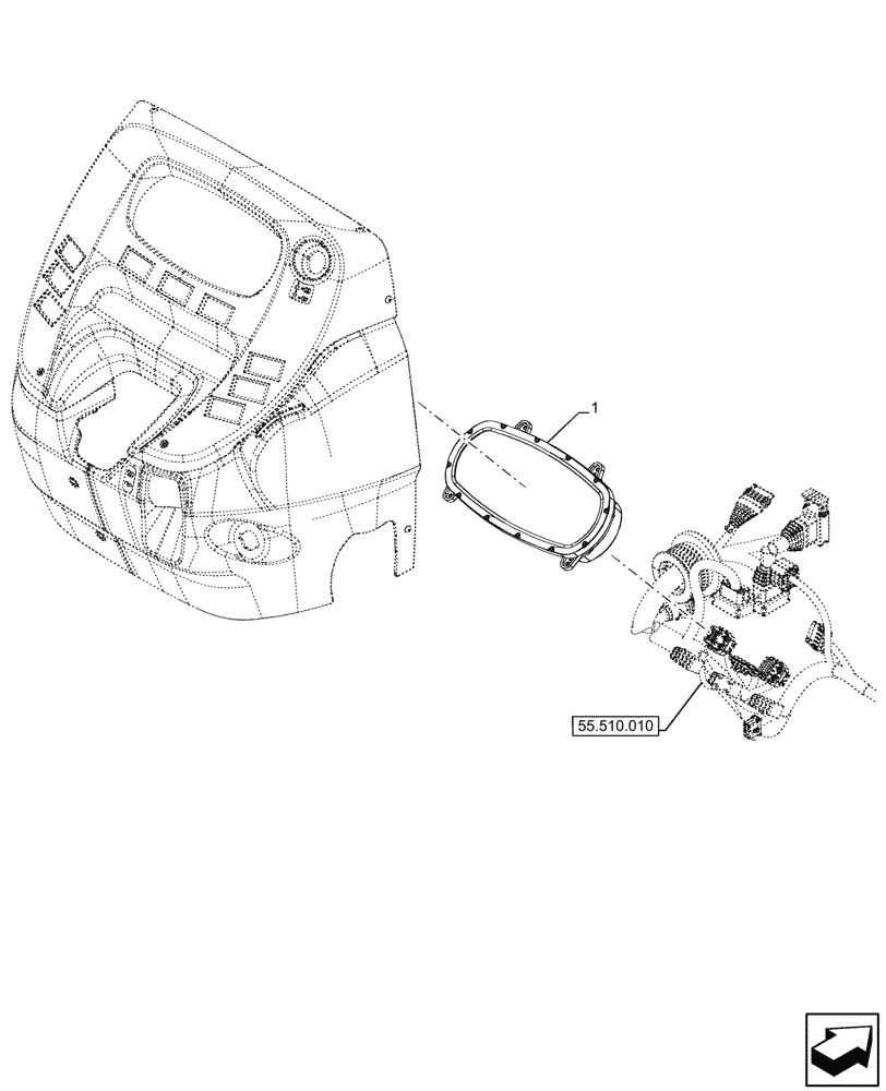 Схема запчастей Case IH FARMALL 100CL - (55.408.020) - INSTRUMENT PANEL (55) - ELECTRICAL SYSTEMS