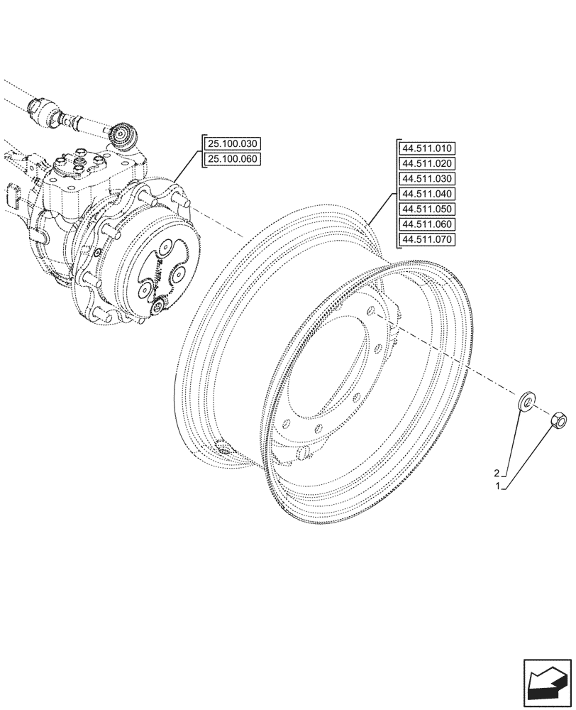 Схема запчастей Case IH FARMALL 90CL - (25.108.070) - FRONT AXLE, WHEEL, MOUNTING, 4WD (25) - FRONT AXLE SYSTEM