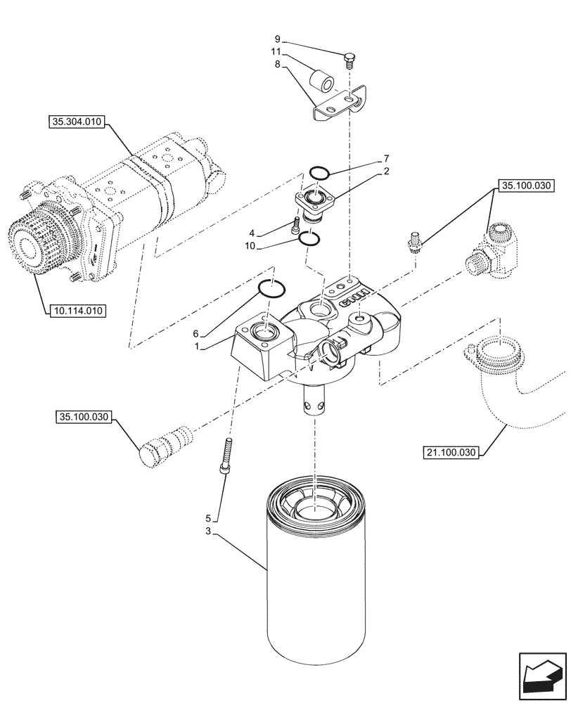 Схема запчастей Case IH FARMALL 110CL - (21.104.020) - VAR - 743524 - TRANSMISSION OIL, FILTER, 60L/MIN, HYDRAULIC, TRANSMISSION, CAB (21) - TRANSMISSION