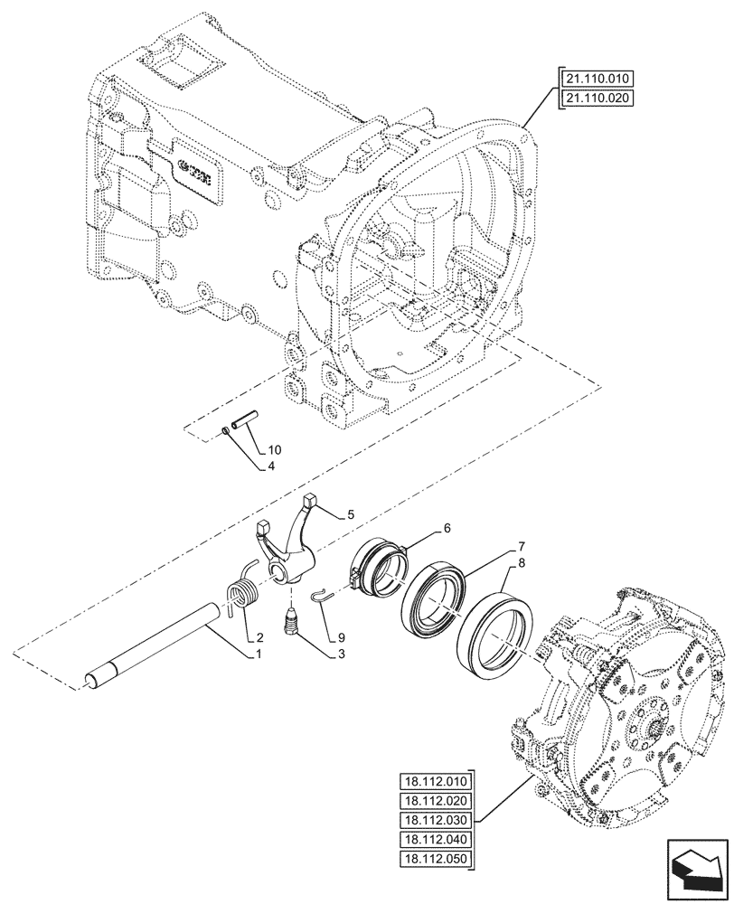 Схема запчастей Case IH FARMALL 80CL - (18.100.050) - VAR - 330808, 330817, 333804, 758929 - PTO, CLUTCH FORK (18) - CLUTCH