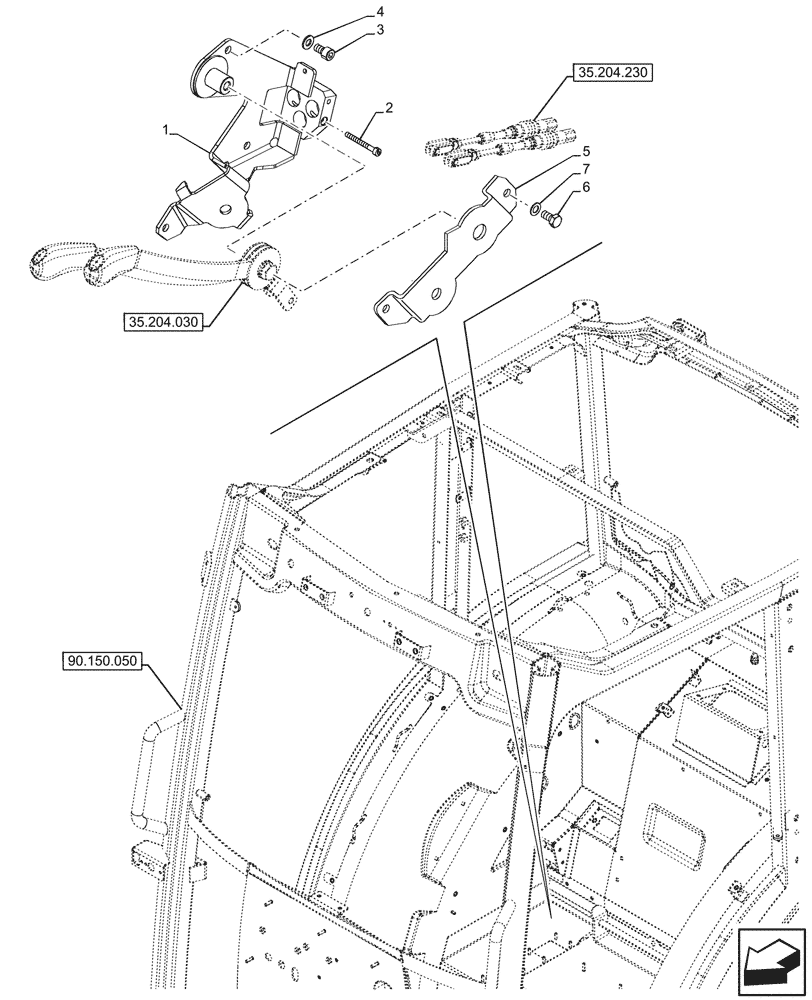 Схема запчастей Case IH FARMALL 110CL - (35.204.065) - VAR - 759022, 759023, 759024 - REMOTE CONTROL VALVE, LEVER, BRACKET, CAB (35) - HYDRAULIC SYSTEMS