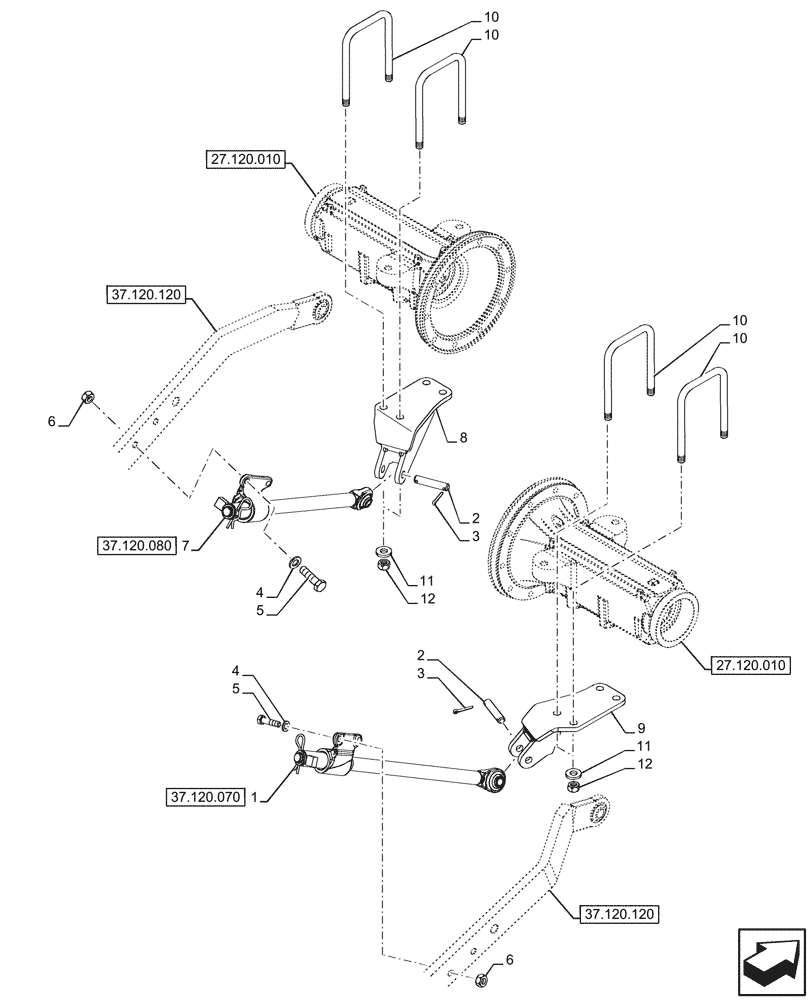 Схема запчастей Case IH FARMALL 90CL - (37.120.060) - VAR - 758894 - REAR, 3 POINT HITCH, STABILIZER BAR, MECHANICAL (37) - HITCHES, DRAWBARS & IMPLEMENT COUPLINGS