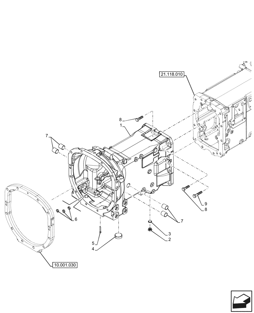 Схема запчастей Case IH FARMALL 90CL - (21.110.010) - CLUTCH, HOUSING, SHUTTLE (21) - TRANSMISSION