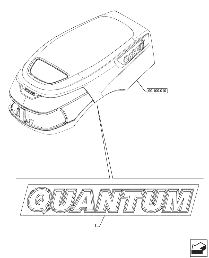 Схема запчастей Case IH FARMALL 100CL - (90.108.710) - MODEL IDENTIFICATION DECAL, QUANTUM (90) - PLATFORM, CAB, BODYWORK AND DECALS