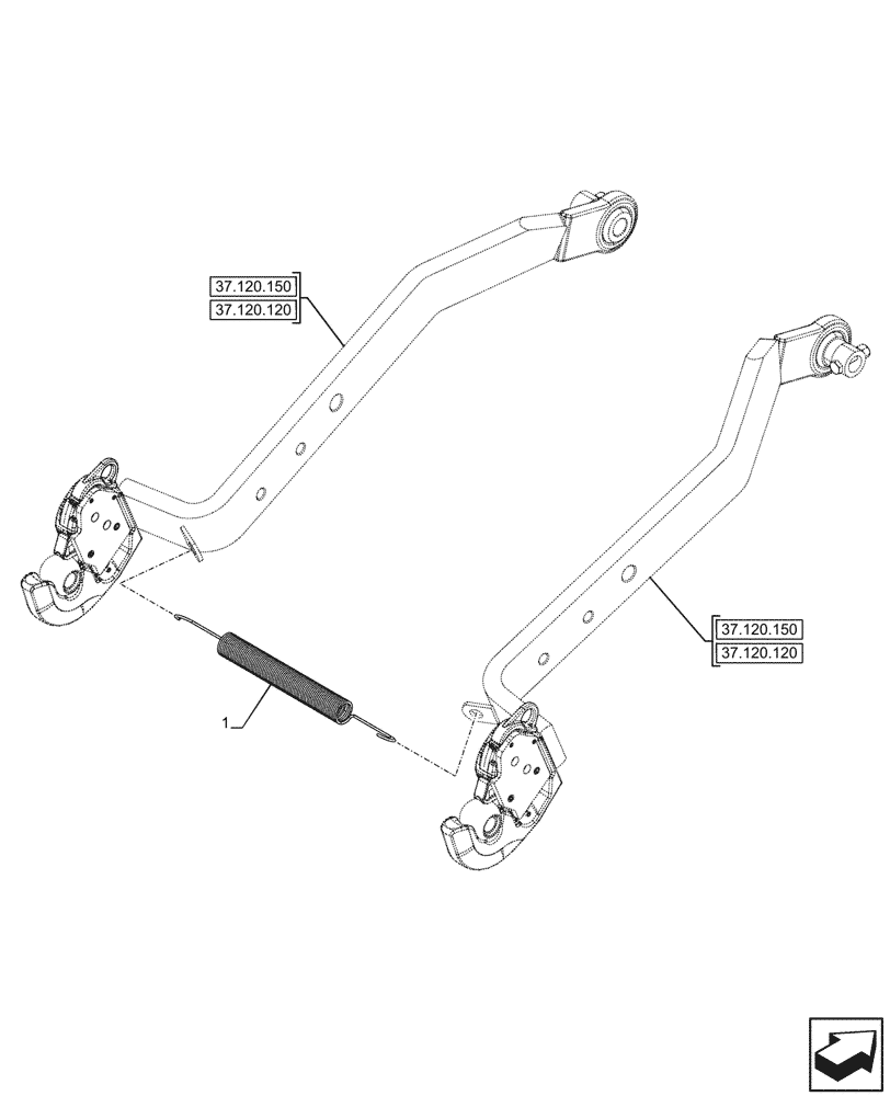 Схема запчастей Case IH FARMALL 100CL - (37.120.180) - VAR - 744479, 744480, 758893, 759386, 759387 - REAR, 3 POINT HITCH, LOWER LINK, SPRING (37) - HITCHES, DRAWBARS & IMPLEMENT COUPLINGS