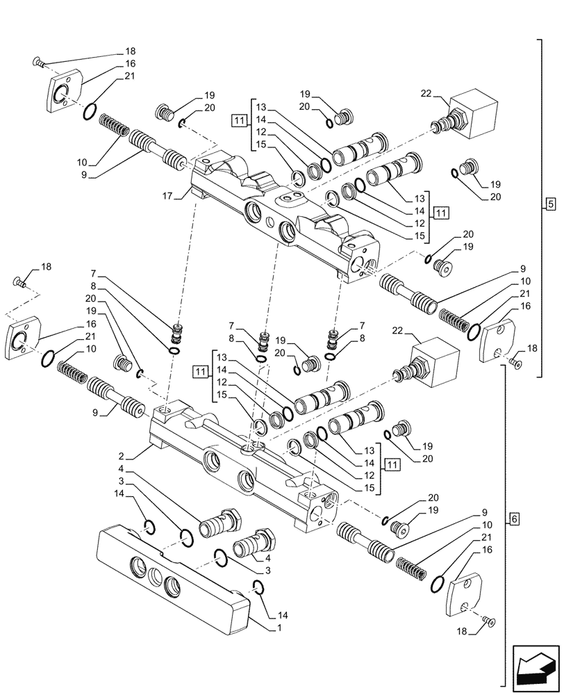 Схема запчастей Case IH FARMALL 100CL - (35.204.350) - VAR - 759024 - 3 REMOTE CONTROL VALVES, W/O DIVERTER, CAB, MANIFOLD (35) - HYDRAULIC SYSTEMS