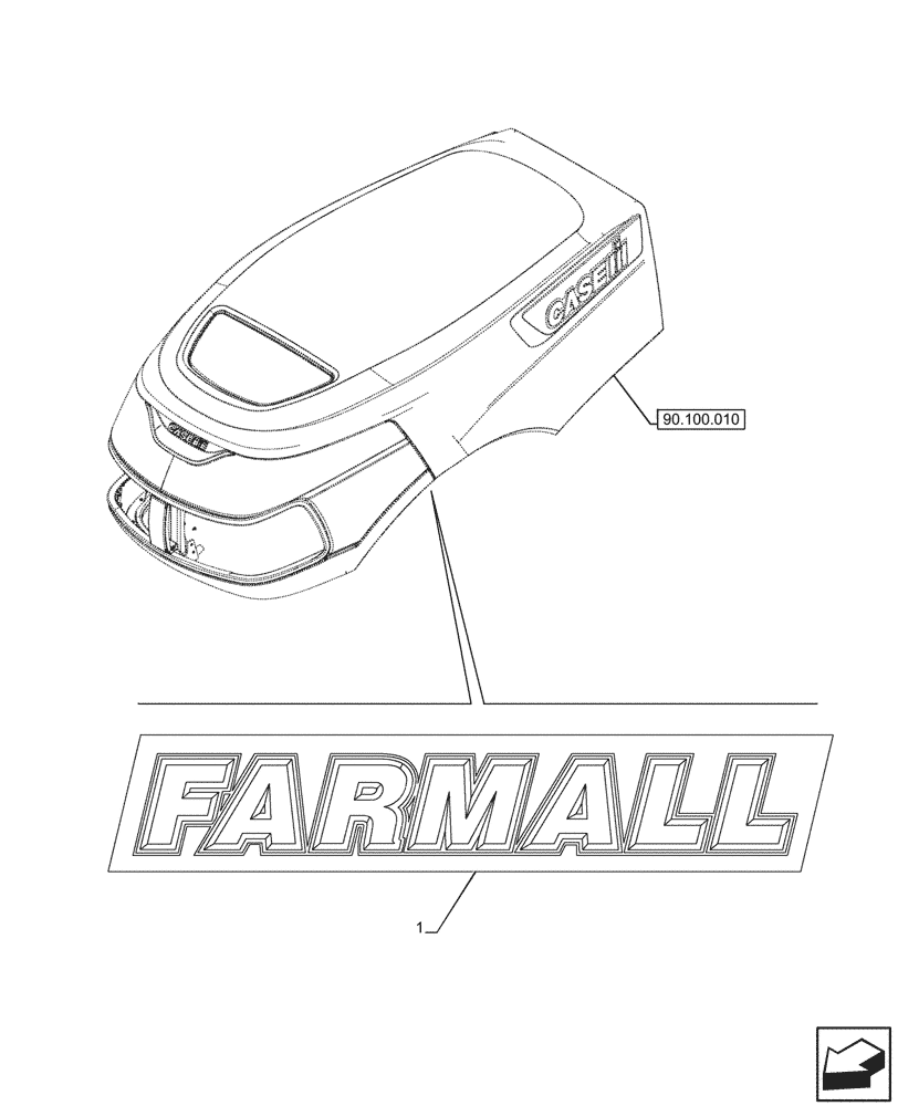 Схема запчастей Case IH FARMALL 80CL - (90.108.715) - MODEL IDENTIFICATION DECAL, FARMALL (90) - PLATFORM, CAB, BODYWORK AND DECALS