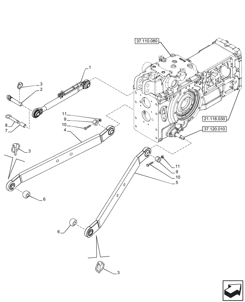 Схема запчастей Case IH FARMALL 80CL - (37.120.150) - VAR - 759386 - REAR, 3 POINT HITCH, TOP LINK, LOWER LINK, W/ FIXED ENDS (37) - HITCHES, DRAWBARS & IMPLEMENT COUPLINGS