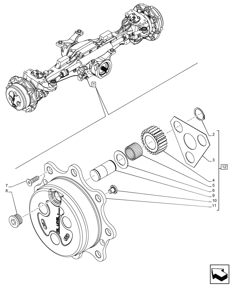 Схема запчастей Case IH FARMALL 100CL - (25.108.020) - VAR - 332328 - 4WD FRONT AXLE, W/ LIMITED SLIP DIFFERENTIAL (RATIO 14.5), HUB (25) - FRONT AXLE SYSTEM