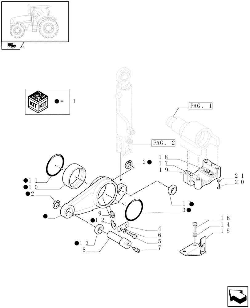 Схема запчастей Case IH PUMA 140 - (1.21.3[03]) - SUSPENDED FRONT AXLE W/MULTI-PLATE DIFF. LOCK - CYLINDER AND REL. PARTS (VAR.330429-330430-330414-330427) (04) - FRONT AXLE & STEERING