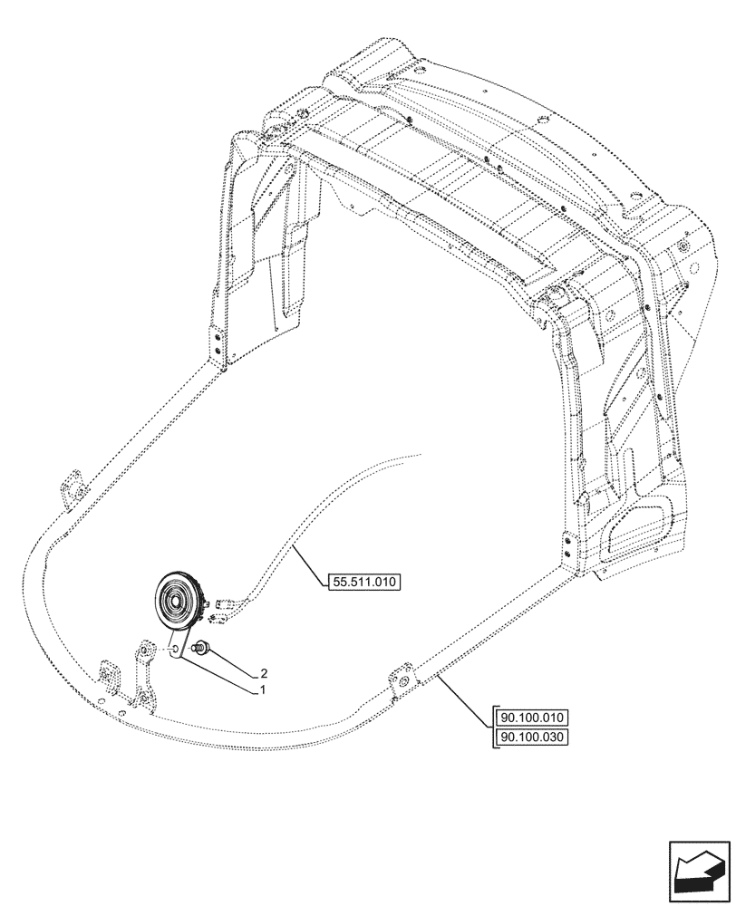 Схема запчастей Case IH FARMALL 100CL - (55.408.030) - HORN (55) - ELECTRICAL SYSTEMS