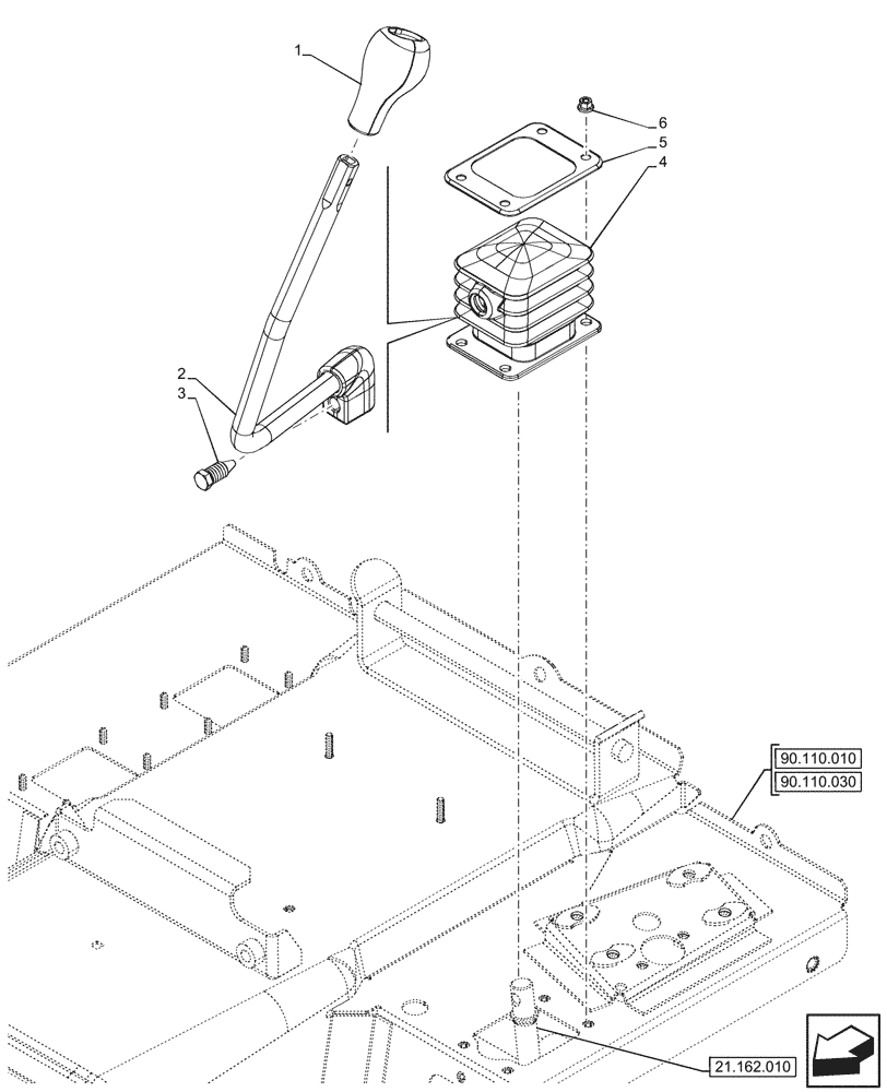 Схема запчастей Case IH FARMALL 100CL - (21.162.030) - VAR - 330111, 743548, 759007 - FORWARD/REVERSE LEVER, W/O CREEPER (21) - TRANSMISSION