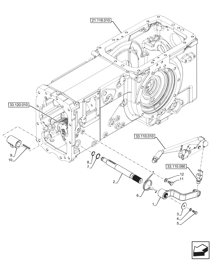 Схема запчастей Case IH FARMALL 100CL - (33.110.070) - VAR - 759008 - HAND BRAKE, LEVER (33) - BRAKES & CONTROLS