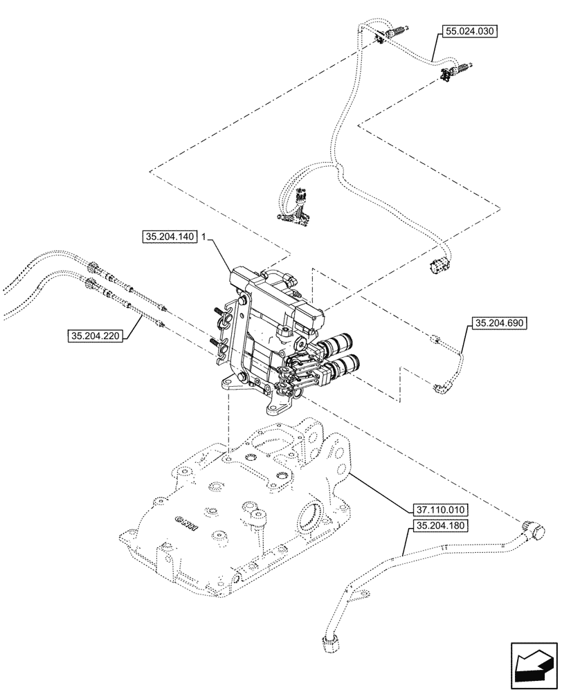 Схема запчастей Case IH FARMALL 110CL - (35.204.130) - VAR - 759022 - 2 REMOTE CONTROL VALVES, MOUNTING (EDC), CAB (35) - HYDRAULIC SYSTEMS