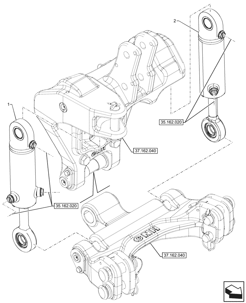 Схема запчастей Case IH FARMALL 80CL - (35.162.030) - VAR - 743522, 759019 - HYDRAULIC LIFT, CYLINDER (35) - HYDRAULIC SYSTEMS