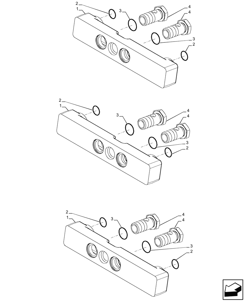 Схема запчастей Case IH FARMALL 110CL - (35.204.390) - VAR - 759023 - 3 REMOTE CONTROL VALVES, W/O DIVERTER, CAB, MANIFOLD (35) - HYDRAULIC SYSTEMS