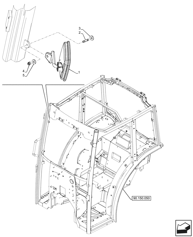 Схема запчастей Case IH FARMALL 80CL - (90.151.110) - VAR - 759031, 759033 - REAR VIEW MIRROR, CAB (90) - PLATFORM, CAB, BODYWORK AND DECALS