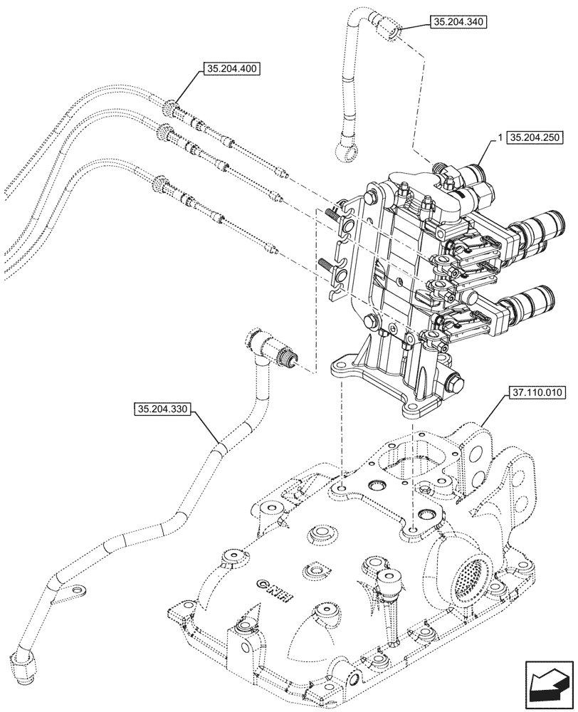 Схема запчастей Case IH FARMALL 100CL - (35.204.240) - VAR - 759023 - 3 REMOTE CONTROL VALVES, MOUNTING (MDC) (35) - HYDRAULIC SYSTEMS