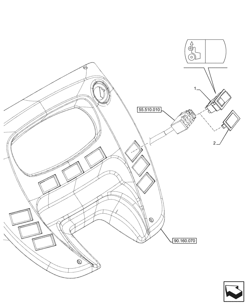 Схема запчастей Case IH FARMALL 110CL - (55.541.010) - 4WD, SWITCH (55) - ELECTRICAL SYSTEMS