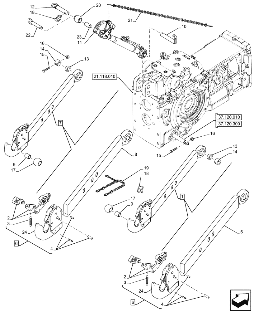 Схема запчастей Case IH FARMALL 110CL - (37.120.130) - VAR - 744479 - REAR, 3 POINT HITCH, TOP LINK, LOWER LINK, W/ QUICK ENDS (37) - HITCHES, DRAWBARS & IMPLEMENT COUPLINGS