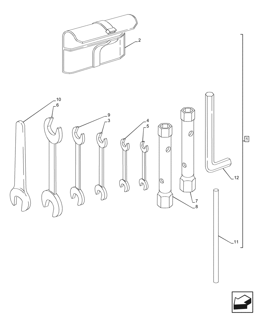 Схема запчастей Case IH FARMALL 110CL - (88.100.030) - VAR - 330996 - TOOL BAG, WRENCH (88) - ACCESSORIES