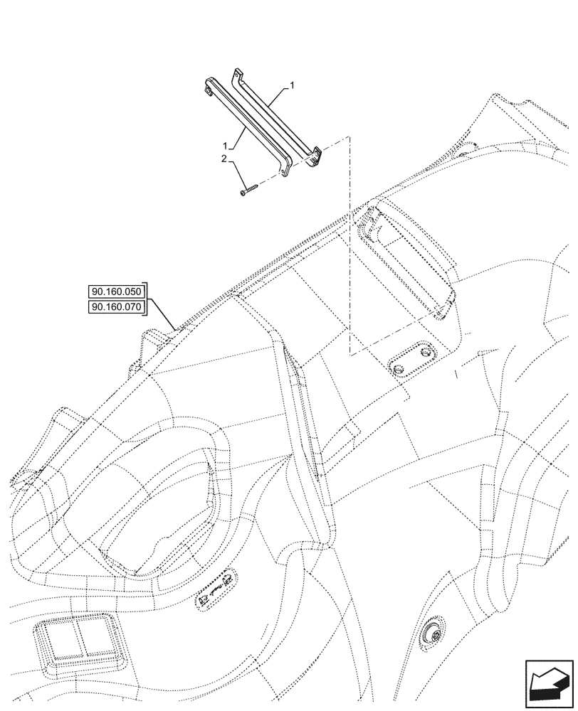 Схема запчастей Case IH FARMALL 80CL - (90.160.340) - VAR - 759023, 759024 - TRIM, PANEL, RH, COVER, CAB (90) - PLATFORM, CAB, BODYWORK AND DECALS