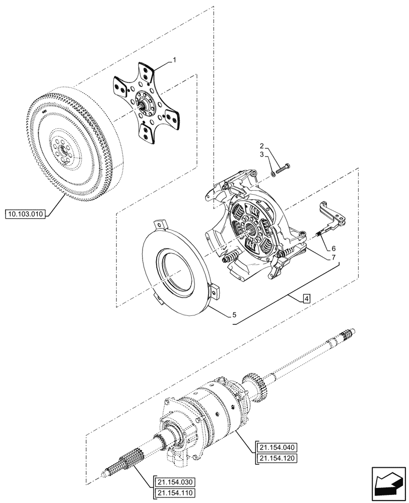 Схема запчастей Case IH FARMALL 100CL - (18.112.020) - VAR - 330273, 743509 - ENGINE FLYWHEEL, DAMPER, POWERSHUTTLE (18) - CLUTCH