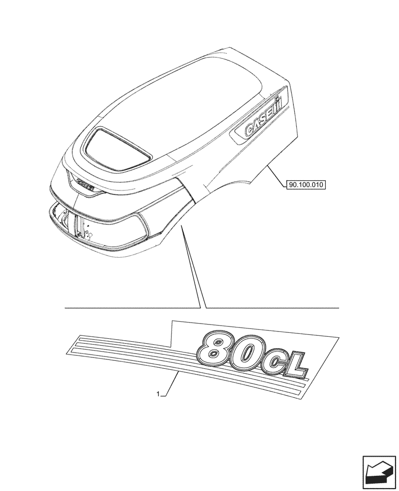 Схема запчастей Case IH FARMALL 80CL - (90.108.720) - MODEL IDENTIFICATION DECAL, 80CL (90) - PLATFORM, CAB, BODYWORK AND DECALS